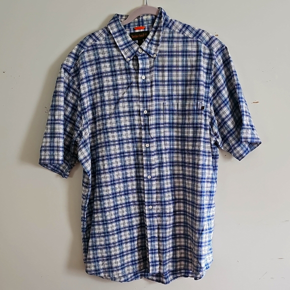 Timberland Men's Blue and White Checkered Short Sleeve Shirt Size XXL - Picture 1 of 6